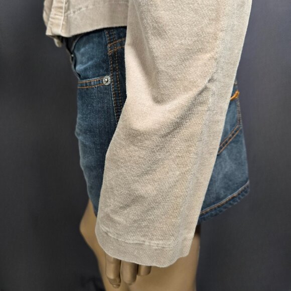 Y2K FANG Beige Velour Fitted Blazer Jacket Size L Office Siren 2000s Fall Autumn - Picture 7 of 10